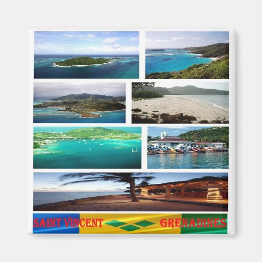 zVC003 SAN VINCENTおよびGRENADINE、モザイク、冷蔵庫 マグネット (正面)