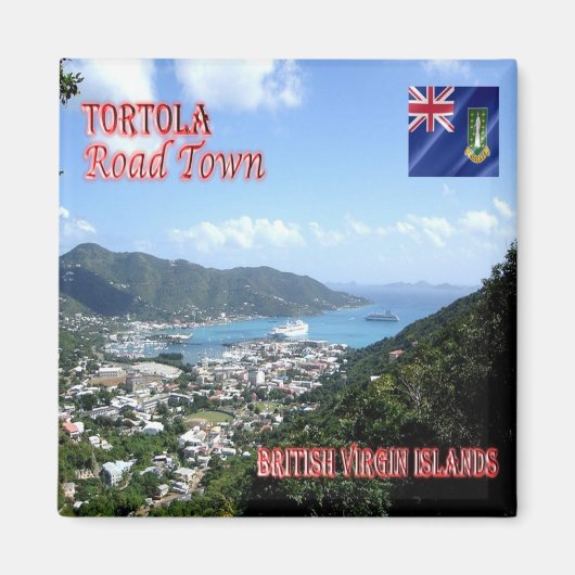 zVG004 TORTOLA Road Town，英国のヴァージン,冷蔵庫 マグネット (正面)