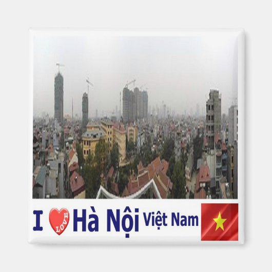 zVN008 HANOI I Love,ベトナム,スカイライン,冷蔵庫 マグネット (正面)