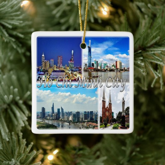 zVN013 HO CHI MINHシティサイゴン,モザイク, セラミックオーナメント (ツリー)