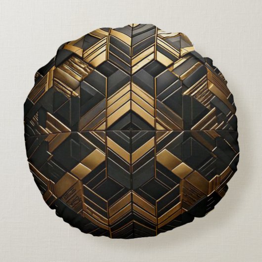 Zwart Goud Retro Kussen ラウンドクッション (裏面)