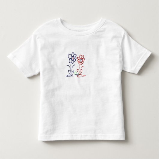 Zwei Blumen mit Herz トドラーTシャツ (正面)