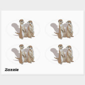 zwei Erdmännchen mit Schatten 楕円形シール (シート)