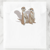 zwei Erdmännchen mit Schatten 楕円形シール (バッグ)