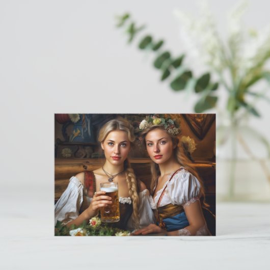 Zwei Frauen im Dirndl. Bier. Bayern ポストカード (スタンド正面)