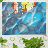 Zwei fröhliche Fische キッチンタオル (折り畳み)