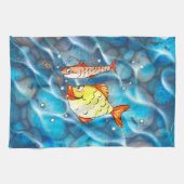 Zwei fröhliche Fische キッチンタオル (横)