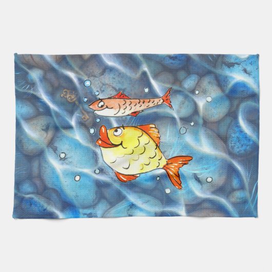 Zwei fröhliche Fische キッチンタオル (横)