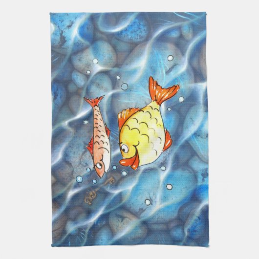 Zwei fröhliche Fische キッチンタオル (縦)