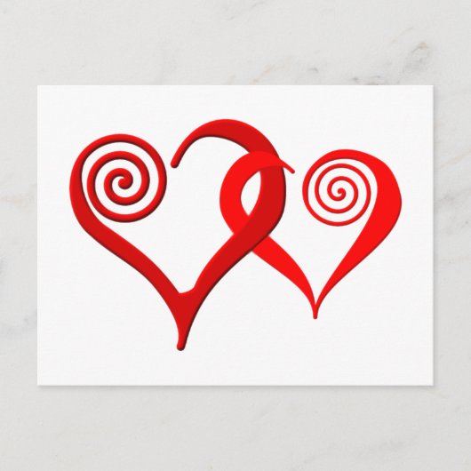 zwei Herzen Verflochten 2ハート ポストカード (正面)