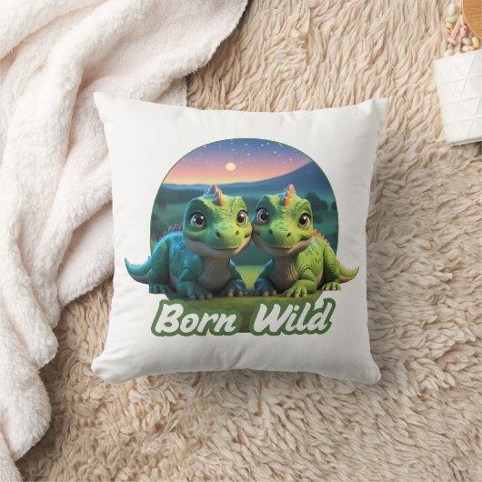 Zwei kleine Dinos - Born Wild クッション (ブランケット)