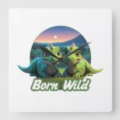 Zwei kleine Dinos - Born Wild  スクエア壁時計 (正面)