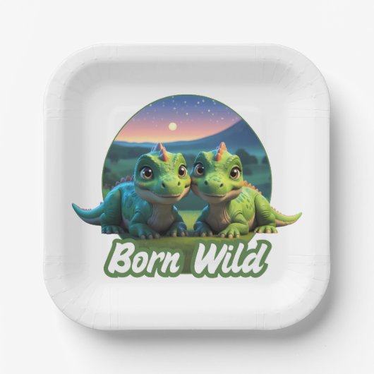 Zwei kleine Dinos - Born Wild  ペーパープレート (正面)