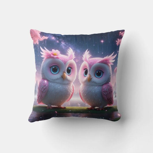 Zwei kleine Eulen in einer Traumwelt  クッション (裏面)