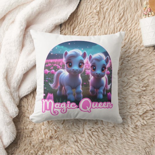 Zwei kleine süße Ponys - Magic Queen クッション (ブランケット)