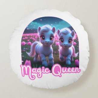Zwei kleine süße Ponys - Magic Queen ラウンドクッション