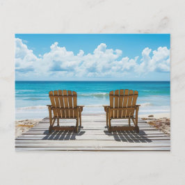 Zwei Strandstühle mit Blick aufs Meer ポストカード