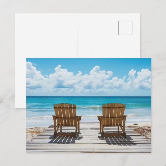 Zwei Strandstühle mit Blick aufs Meer ポストカード (正面/裏面)