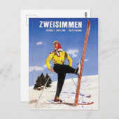 Zweisimmen、Bernese Oberland、スイス、スキー ポストカード (正面/裏面)