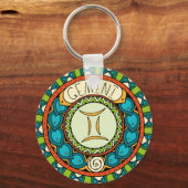 Zwillinge Gemini Sternzeichen farbenfrohes Mandala キーホルダー (正面)
