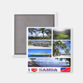 ZWS003 SAMOA I LOVE，モザイク，オセアニア，冷蔵庫 マグネット (正面/裏面)
