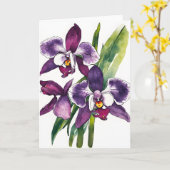 Zygopetalum Orchid - Watercolor flowers カード (黄色い花)