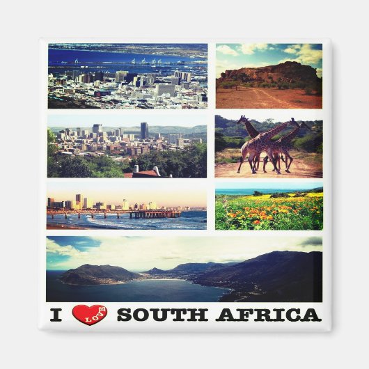zZA014 SOUTH AFRICA I Love,モザイク,冷蔵庫 マグネット (正面)