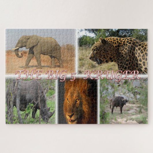 zZA027 SOUTH AFRICA, THE BIG 5 in KRUGER NP ジグソーパズル (横)