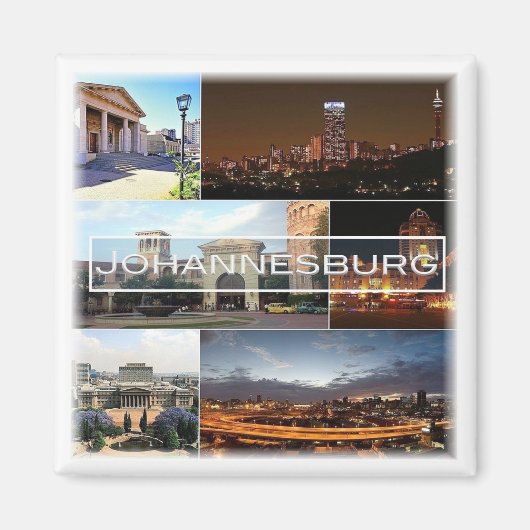 zZA028 JOHANNESBURG,モザイク,南アフリカ,冷蔵庫 マグネット (正面)