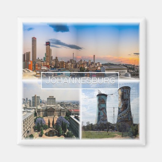 zZA030 JOHANNESBURG，モザイク，南アフリカ，冷蔵庫 マグネット (正面)