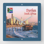 zZA037 DURBAN SKYLINE CROP、南アフリカ、 スクエア壁時計 (正面)