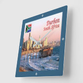 zZA037 DURBAN SKYLINE CROP、南アフリカ、 スクエア壁時計 (傾斜)