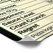 Zza Lover Night Funny Nutrition Facts Costume For  ポスター (角)