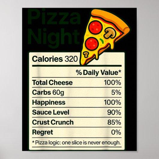 Zza Lover Night Funny Nutrition Facts Costume For  ポスター (正面)
