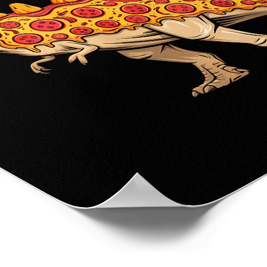 Zza T-rex Dino Fast Food Funny Zza Dinosaur  ポスター (角)