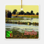 zZM004 ZAMBIA, Bangweulu Swamps，アフリカ， セラミックオーナメント (裏面)