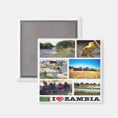 zZM010ザンビアI愛，モザイク，アフリカ，冷蔵庫 マグネット (正面/裏面)