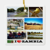 zZM010ザンビアI Love, Mosaic, Africa, セラミックオーナメント (正面)