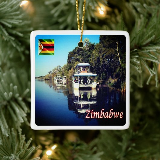zZW012 VICTORIA秋,ジンバブエ,アフリカ, セラミックオーナメント (ツリー)