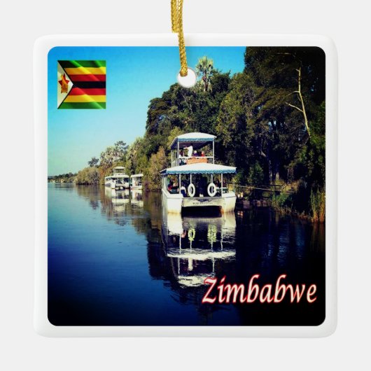 zZW012 VICTORIA秋,ジンバブエ,アフリカ, セラミックオーナメント (正面)