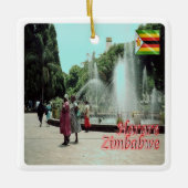 zZW014 HARARE，ジンバブエ，アフリカ， セラミックオーナメント (正面)