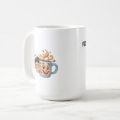 「ZzzからZoomへ"」Tシャツ - コーヒーマグの顔 コーヒーマグカップ (正面左)
