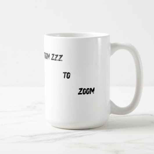 「ZzzからZoomへ"」Tシャツ - コーヒーマグの顔 コーヒーマグカップ (右)