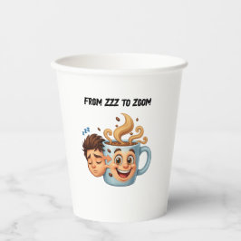 「Zzz」から「Zoom"」へ Tシャツ - コーヒーマグの表情 紙コップ