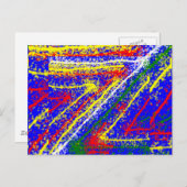 zzz ZAZZLINGの抽象美術: ロイヤルブルーの縞 ポストカード (正面/裏面)