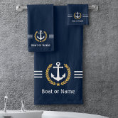 青と白の航海のストライプシャワー バスタオルセット | Zazzle.co.jp