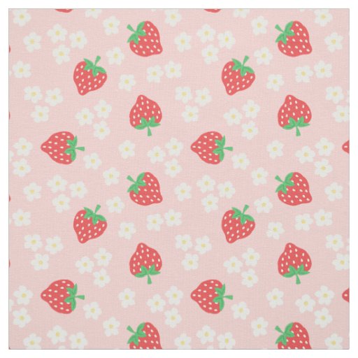 いちごによってはピンクパターンが開花します ファブリック | Zazzle.co.jp