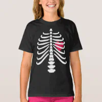 おもしろいの白い骨組肋骨の骨及びハートハロウィン Tシャツ | Zazzle