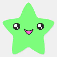 かわいいの顔の緑の星のステッカー 星シール