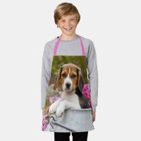 かわいいビーグル犬の子犬と花のミルク缶- エプロン | Zazzle.co.jp